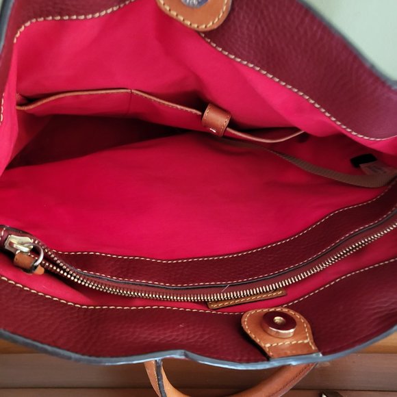 Donney & Bourke Chelsea Shopper Bag Cranberry And Tan Pebble Leather Like New - Picture 4 of 8